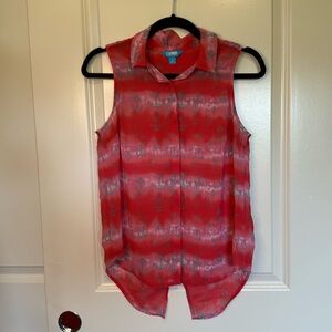 LAmour Womens Anchor Sheer Open Back Button Front